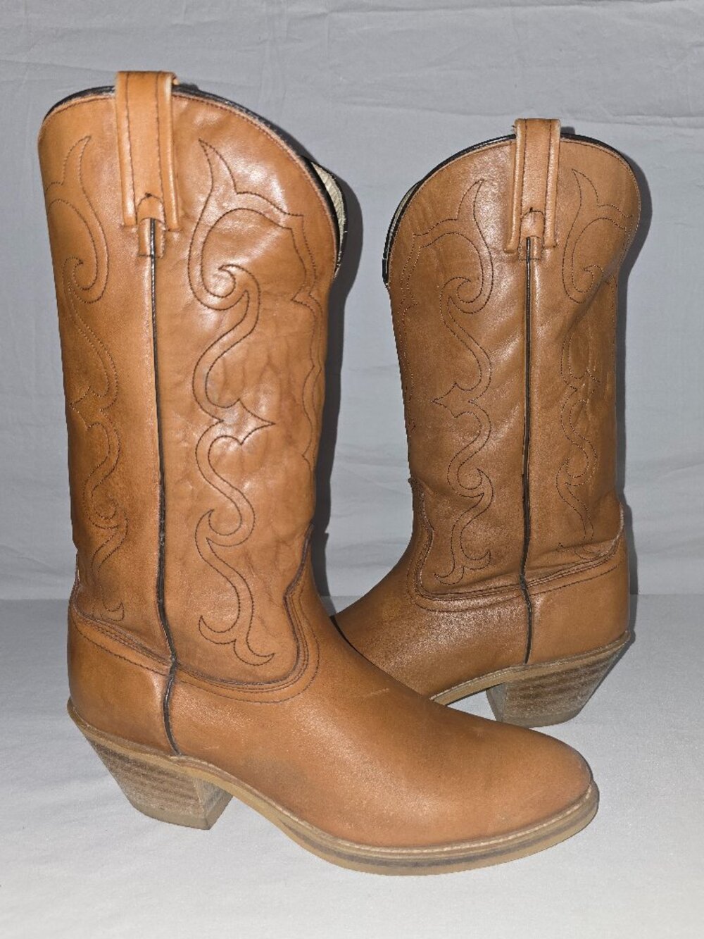 Vintage ACME Men's Honey Brown Soft Leather Western Cowboy Boots Size 10 D